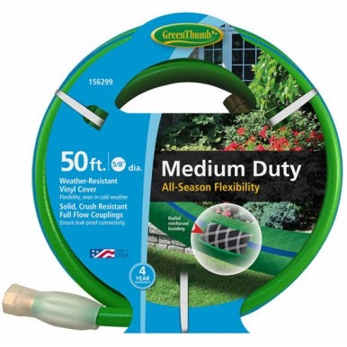 Green Thumb Medium Duty Garden Hose, 5/8" x 50'