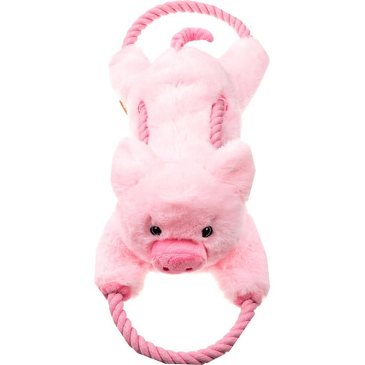 Growl Haystackerz Puddles Piggy Tough Plush & Rope Tug Dog Toy