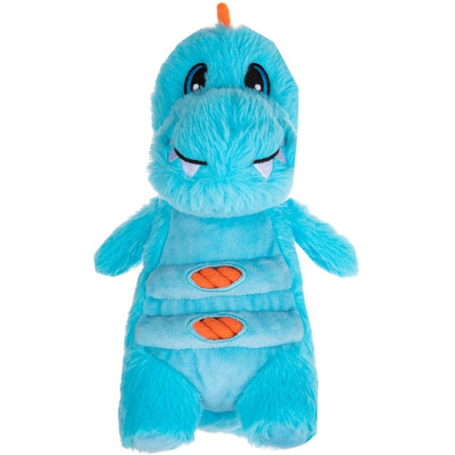 Growl Stomperz Terry the T-Rex Tough Plush Dog Toy with Rope Accents