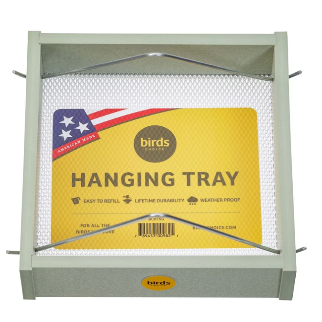 Small Hanging Tray Bird Feeder, Recycled Plastic - Sage Green
