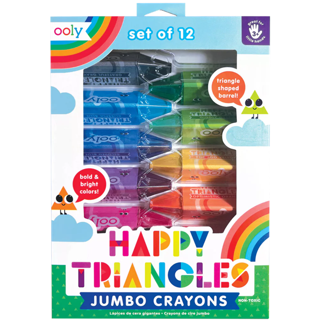 Happy Triangles Jumbo Crayons - Easy Grip - Set of 12