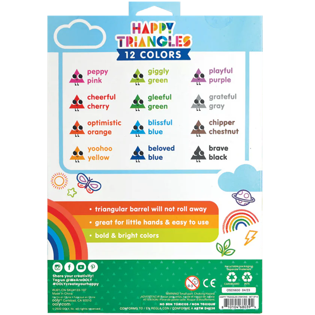 Happy Triangles Jumbo Crayons - Easy Grip - Set of 12