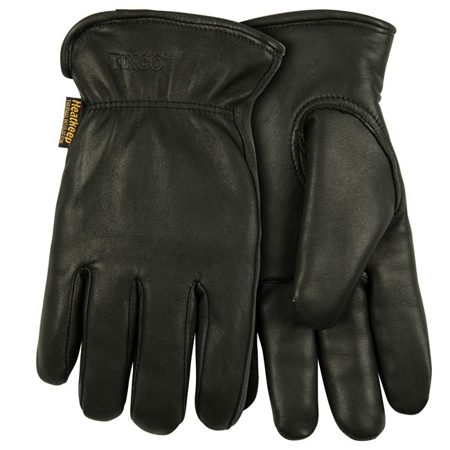 Kinco Lined Black Grain Goatskin Thermal Leather Driver Gloves