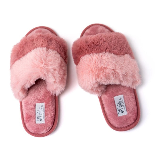 Hello Mello Women's Cotton Candy Puff Slippers, Berry