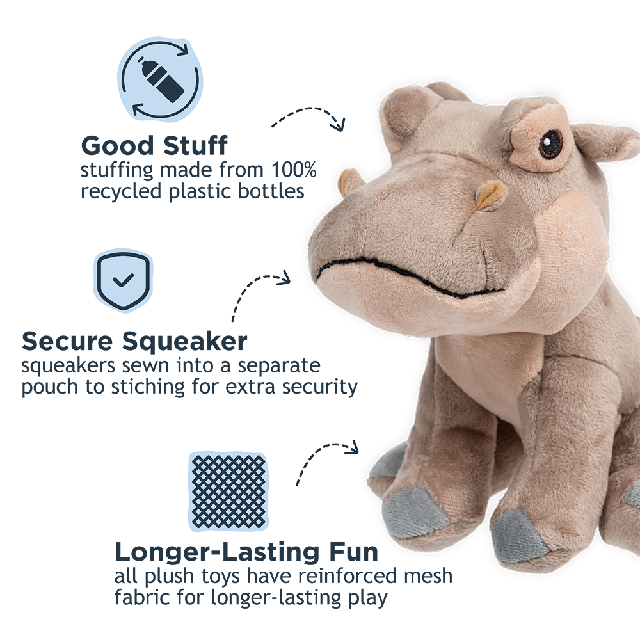 Tall Tails Hippo Dog Toy with Squeaker