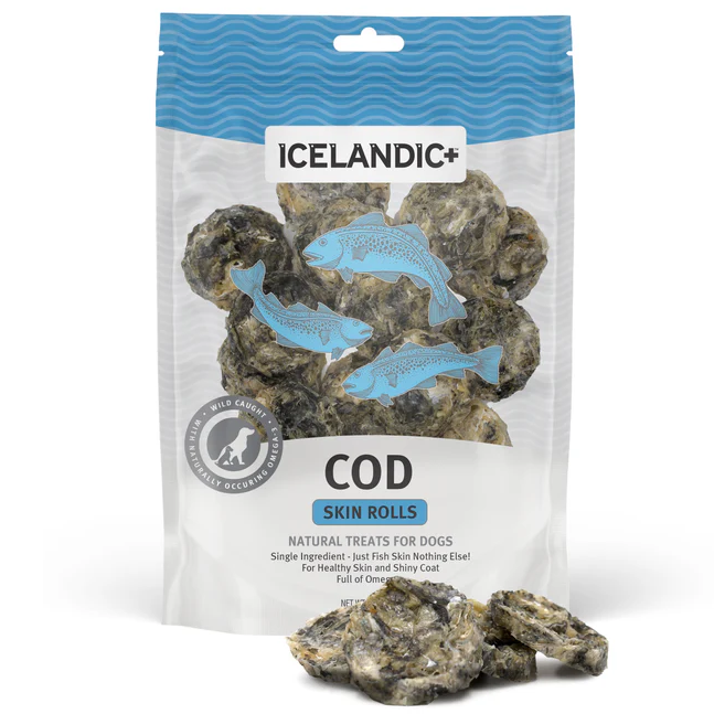 Icelandic Cod Fish Skin Rolls – Crunchy, Single-Ingredient Dog Treats 3 oz
