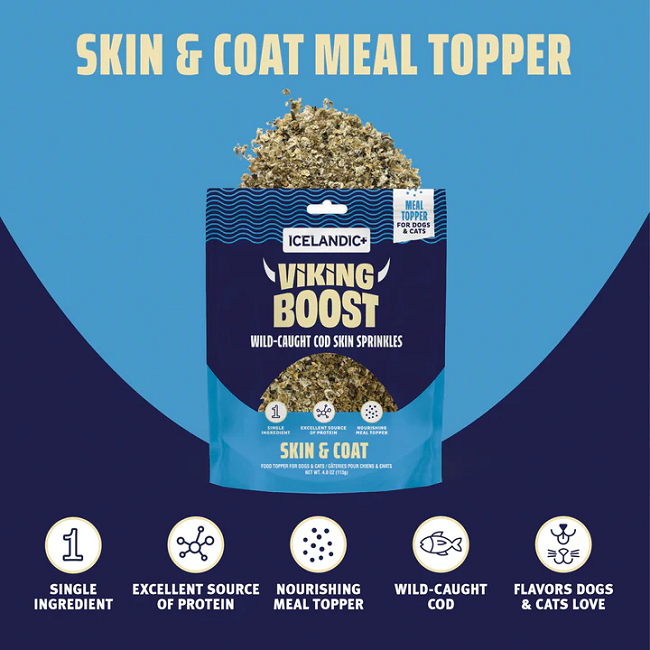 Viking Boost Wild-Caught Cod Skin Sprinkles for Skin & Coat 4 oz