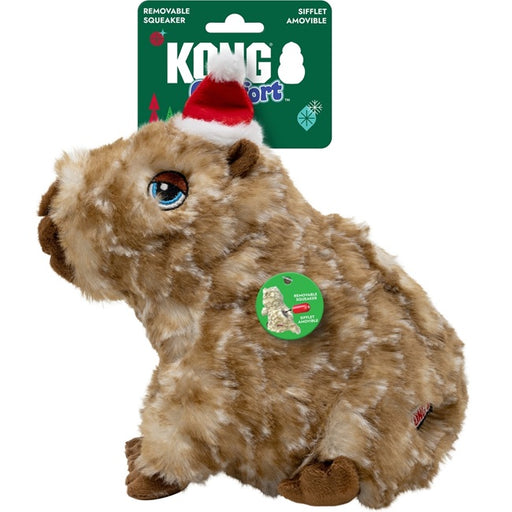 KONG Holiday Comfort Wuzzeez Capybara Squeaky Plush Dog Toy, Medium