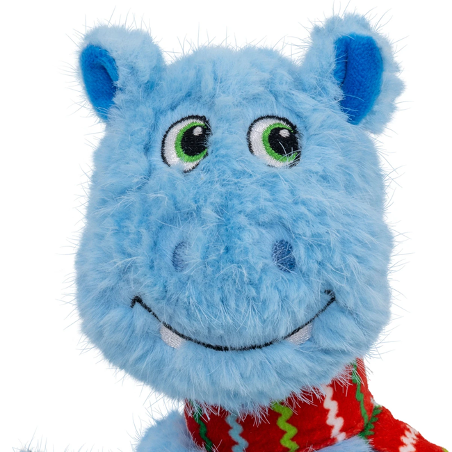KONG Holiday Knots Belly Hippo Blue Squeaky Plush Dog Toy, Medium/Large