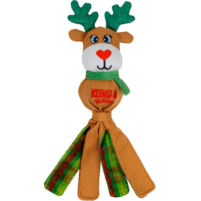 KONG Holiday Wubba Reindeer or Bear Squeaky Plush Dog Toy, Assorted, Small