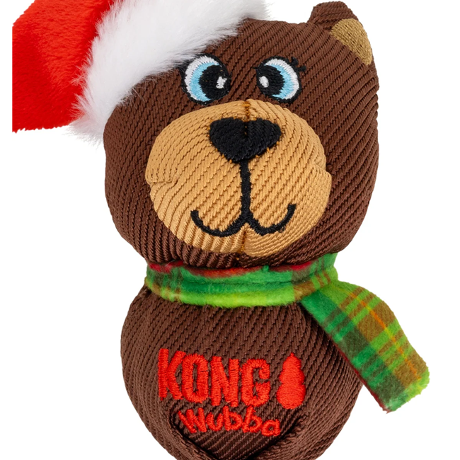 KONG Holiday Wubba Reindeer or Bear Squeaky Plush Dog Toy, Assorted, Small