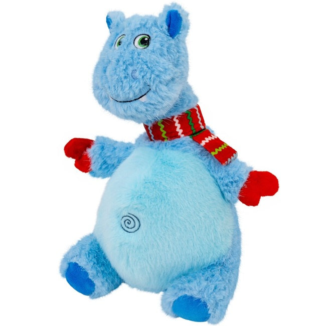 KONG Holiday Knots Belly Hippo Blue Squeaky Plush Dog Toy, Medium/Large