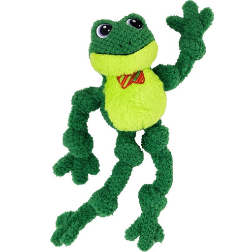KONG Holiday Knots Bow Tie Frog Squeaky Plush Dog Toy, Large/X-Large