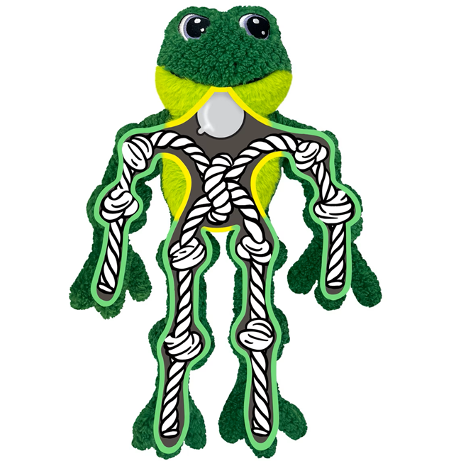 KONG Holiday Knots Bow Tie Frog Squeaky Plush Dog Toy, Large/X-Large