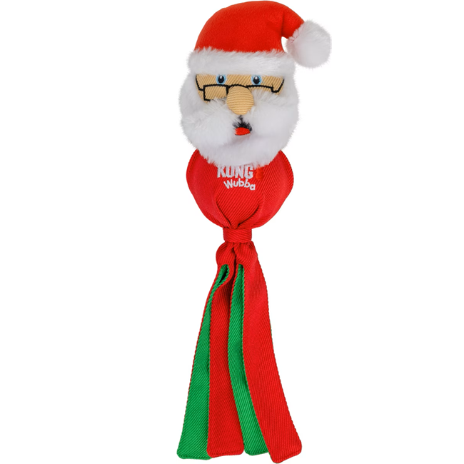 KONG Holiday Wubba Reindeer or Santa Squeaky Plush Dog Toy, Assorted, Large