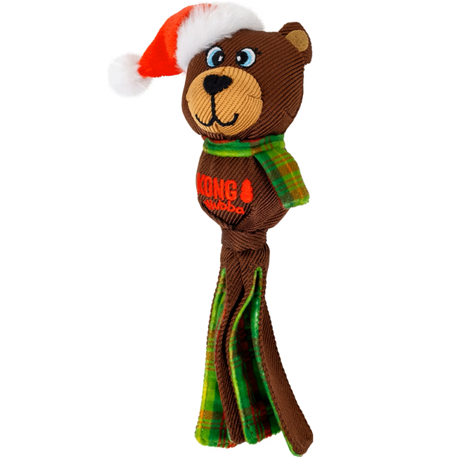 KONG Holiday Wubba Reindeer or Bear Squeaky Plush Dog Toy, Assorted, Small
