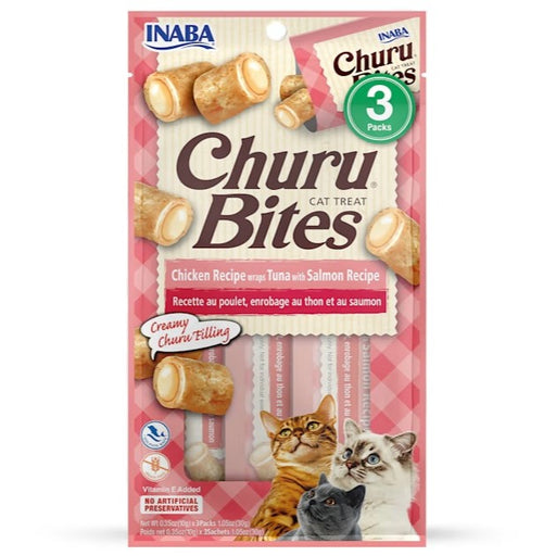 Churu Bites Chicken Wraps Tuna with Salmon Recipe Cat Treats, 0.35-oz 3-Pack