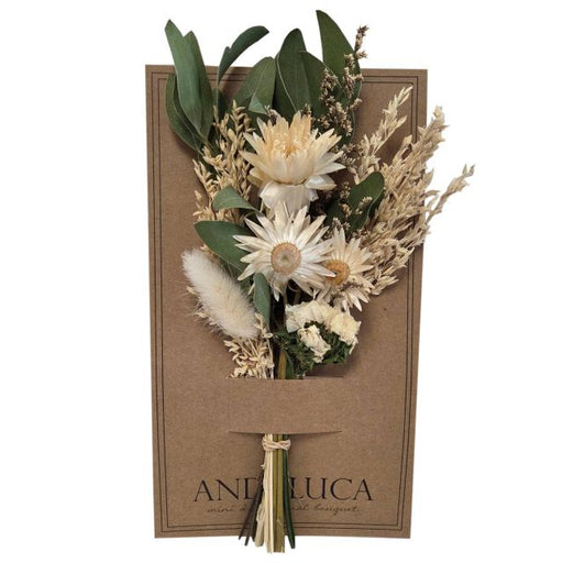 Ivory Strawflower Delicate Mini Dried Floral Bouquet
