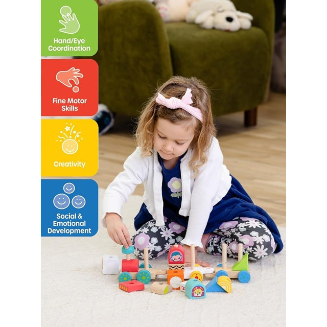 Jasey's Toy Chest Animal Friends Wooden Stacking Train