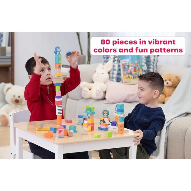 Jasey's Toy Chest 80-Piece Build & Imagine Wooden Blocks