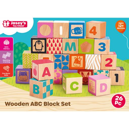 Jasey's Toy Chest 26-Piece Wooden ABC Block Set