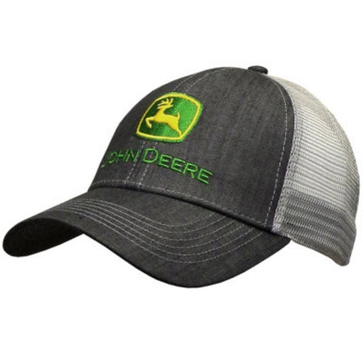 Men's John Deere Charcoal Denim Mesh Back Logo Hat
