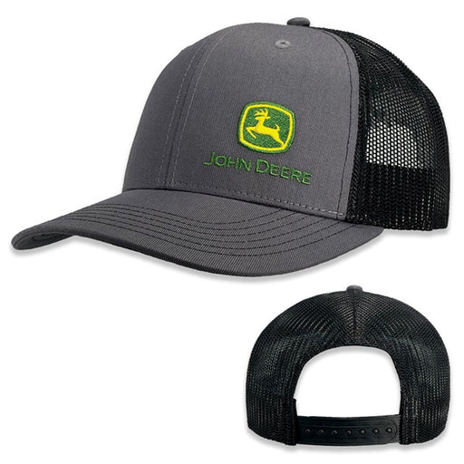 Men's John Deere Grey & Black Mesh Back Logo Hat