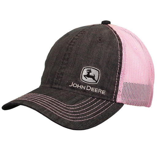 Women's John Deere Charcoal Chambray & Pink Mesh Back Logo Hat