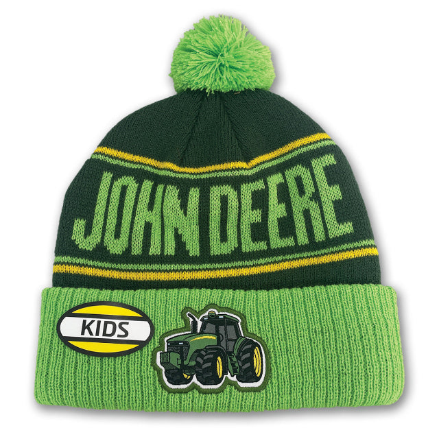Kid's John Deere Tractor Knit Pom Beanie