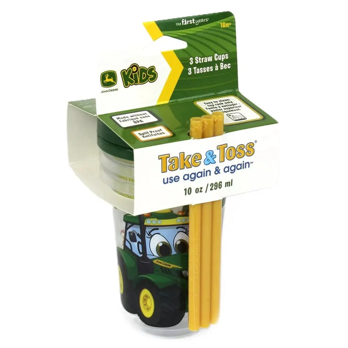 John Deere Take & Toss Straw Cup 3-Pack