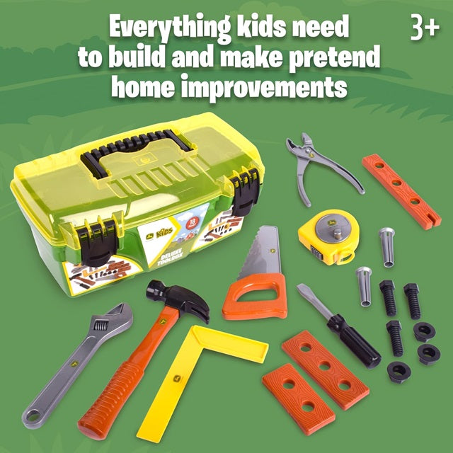 John Deere Kids 18 Piece Deluxe Tool Box Playset