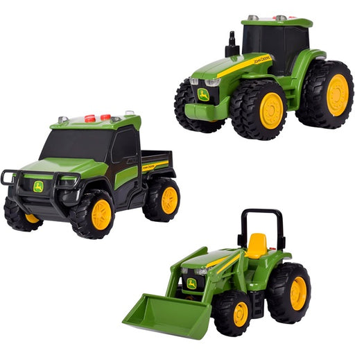 John Deere 3-Pack Mini Farm Vehicles with Lights, Sounds & Friction Rev Motor