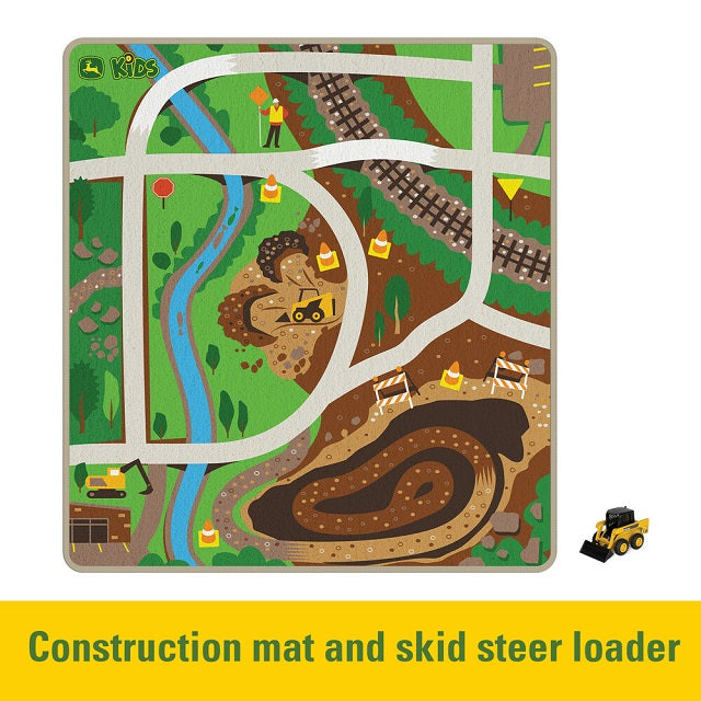 John Deere Kids Construction Playmat with Toy Skid Steer