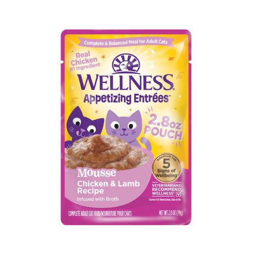 Wellness Appetizing Entrees Mousse Chicken & Lamb Grain-Free Wet Cat Food 2.8oz