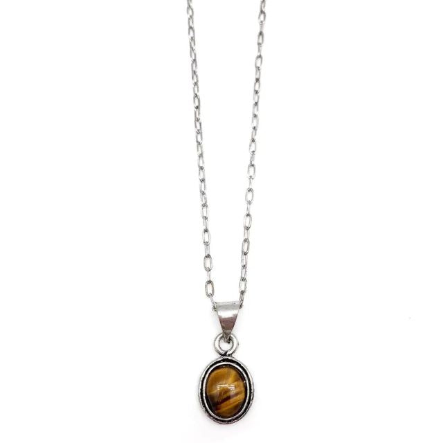 Kashi Semiprecious Small Stone Necklace - Tigereye P27TE
