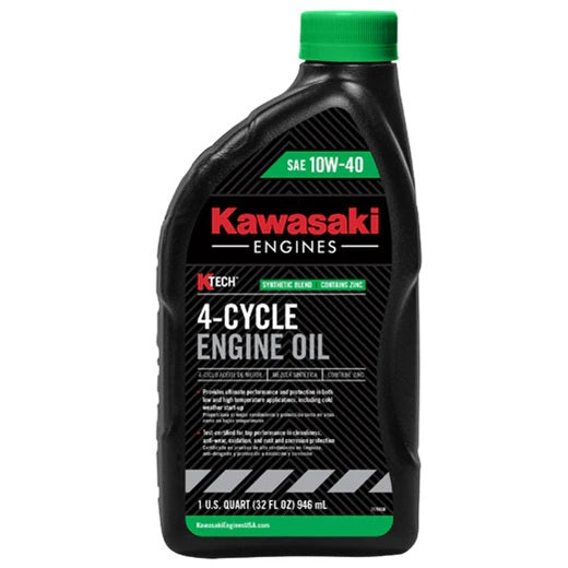 Kawasaki 4-Cycle Engine Oil, SAE 10W-40 Synthetic Blend, 1 Qt