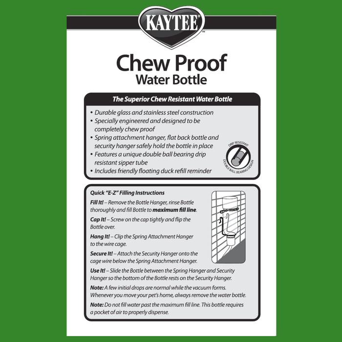 Kaytee Chew-Proof Water Bottle for Small Animals 6oz