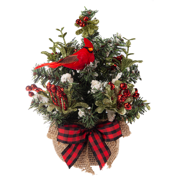 Kissing Krystals Mini Cardinal Evergreen Tree KK659, Assorted