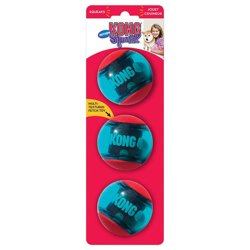 KONG Squeezz Action Ball Dog Toy, Medium 3-Pack