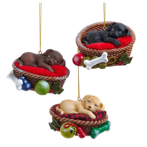 Labrador Dog In Basket Ornament - Assorted