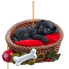 Labrador Dog In Basket Ornament - Assorted