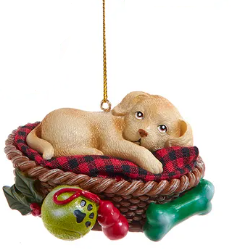 Labrador Dog In Basket Ornament - Assorted