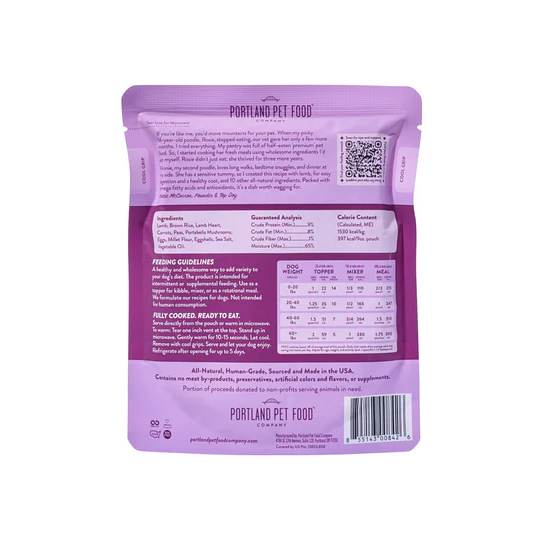 Portland Pet Food Winnie's Lamb N' Rice Homestyle Dog Meal 9oz