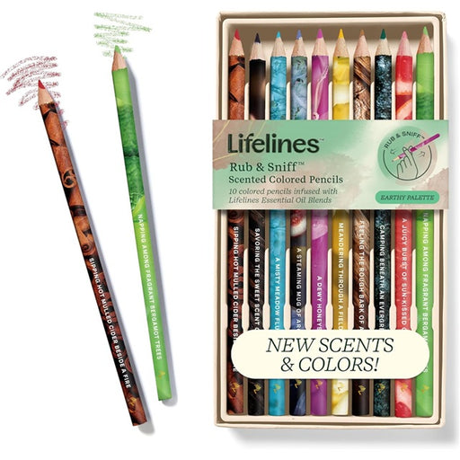Lifelines Rub & Sniff Scented Colored Pencils, 10-Pack Earth Tones Palette