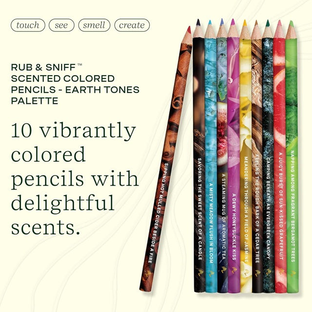 Lifelines Rub & Sniff Scented Colored Pencils, 10-Pack Earth Tones Palette