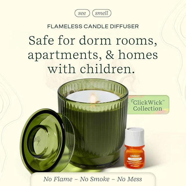Lifelines Flameless Candle Diffuser - Ribbed Olive