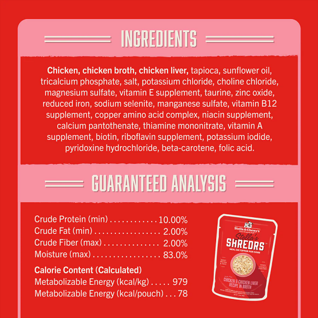 Stella & Chewy's Stella's Shredrs Chicken & Chicken Liver Recipe in Broth 2.8oz