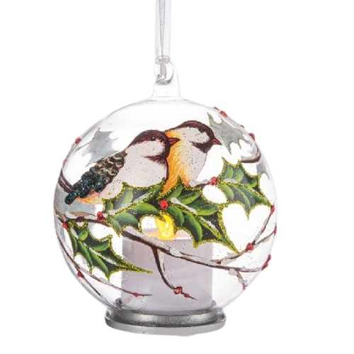 Luxury Lite Glass LED Candle Chickadee Ornament LLX1370, Assorted