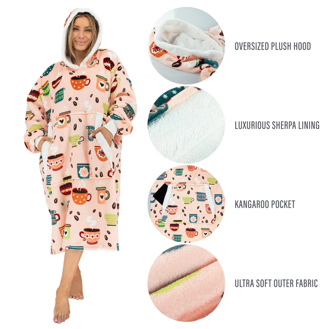 Blanket Hoodie Coffee Club – Oversized Wearable Blanket