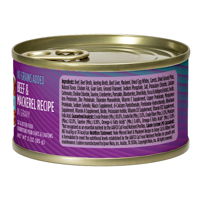 Nulo Minced Beef & Mackerel Recipe for Cats Grain Free 3oz